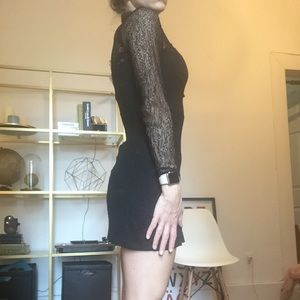 Zara Black lace mini dress with long sleeves
